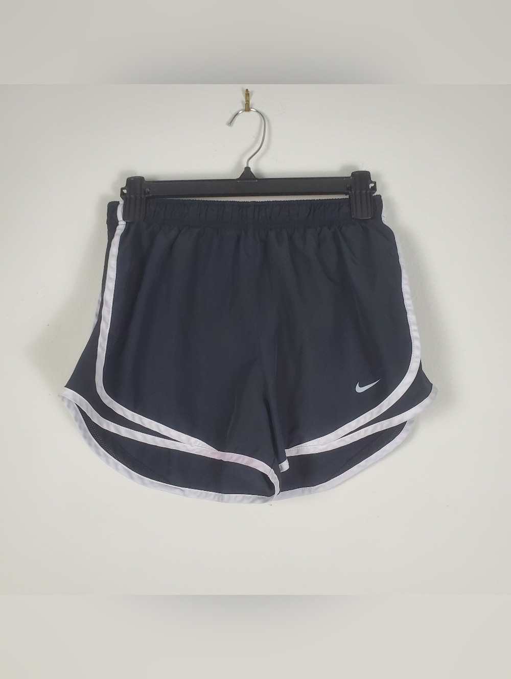 Nike Women's Black Running Shorts with White Trim Size Medium Short Shorts